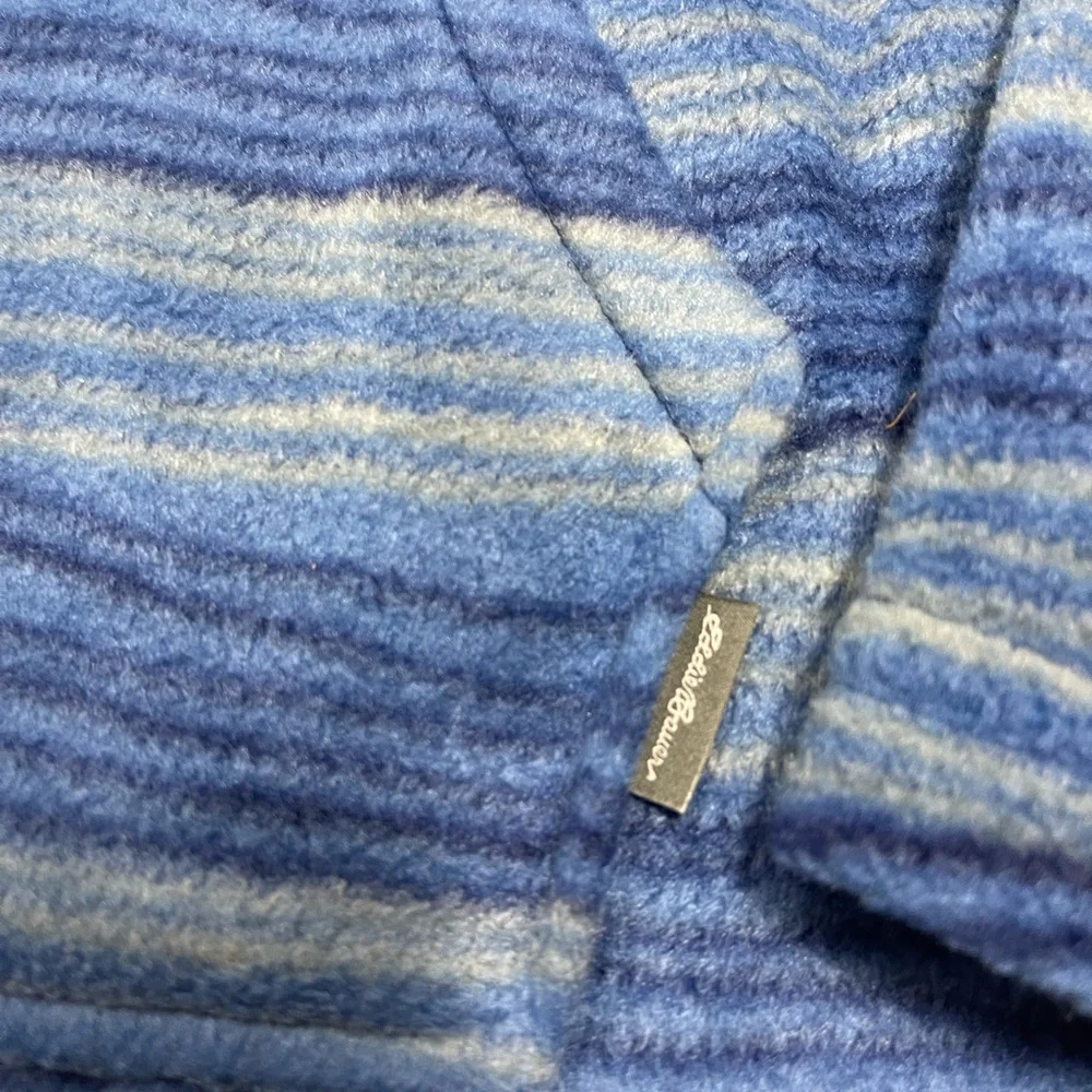 Eddie Bauer Youth Kids Size M 10-12 Long Sleeve Striped Blue Fleece Jacket